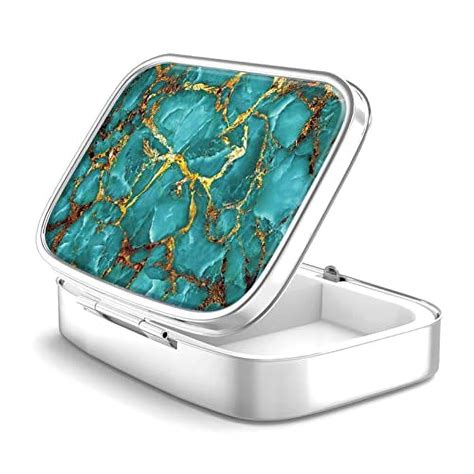 metal box with 2 compartments single turquoise stone|Amazon.com: Pill Box 2 Compartment Medicine Pill .